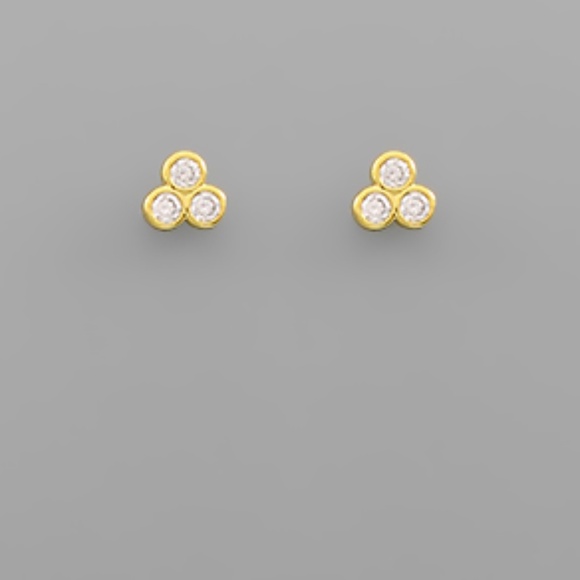 CZ Triple Cluster Studs - Picture 1 of 2
